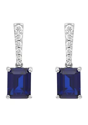 Lab Created Sapphire and 1/2 ct. t.w. Lab Created Diamond Earring in 10K White Gold