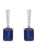 Lab Created Sapphire and 1/2 ct. t.w. Lab Created Diamond Earring in 10K White Gold