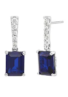 Lab Created Sapphire and 1/2 ct. t.w. Lab Created Diamond Earring in 10K White Gold