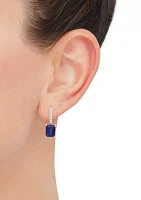 Lab Created Sapphire and 1/2 ct. t.w. Lab Created Diamond Earring in 10K White Gold