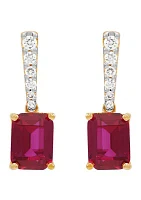 Lab Created Ruby and 1/2 ct. t.w. Lab Created Diamond Earrings in 10K Yellow Gold