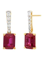 Lab Created Ruby and 1/2 ct. t.w. Lab Created Diamond Earrings in 10K Yellow Gold