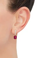 Lab Created Ruby and 1/2 ct. t.w. Lab Created Diamond Earrings in 10K Yellow Gold