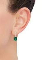 Lab Created Emerald and 1/2 ct. t.w. Lab Created Diamond Earrings in 10K Yellow Gold