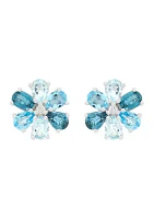 1/10 ct. t.w. Diamond and Multi Blue Topaz Stud Earrings in 10K White Gold