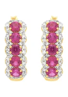 1/2 ct. t.w. Lab Grown Diamond, Ruby J Hoop Earrings 10K Yellow Gold