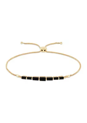 Onyx Bolo Chain Bracelet in 14K Yellow Gold