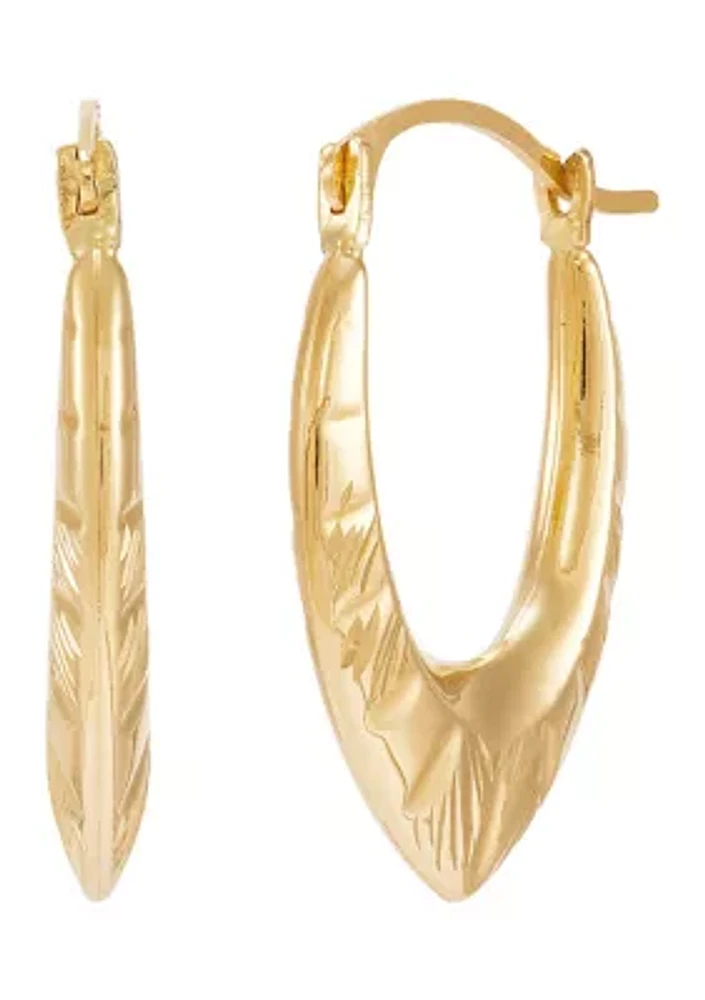 Chevron Hoop Earrings in 10K Yellow Gold