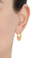 Ribbed Hoop Earrings in 10K Yellow Gold