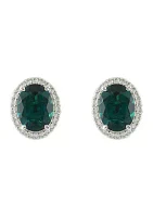 Lab Created Emerald and White Sapphire Earring, Ring, and Necklace Set in Sterling Silver