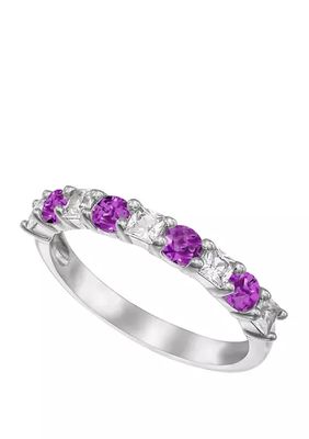 9/10 ct. t.w. Amethyst and Lab Created White Sapphire Ring in Sterling Silver