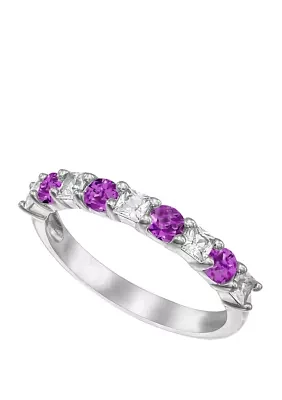 9/10 ct. t.w. Amethyst and Lab Created White Sapphire Ring in Sterling Silver 