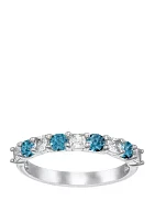 9/10 ct. t.w. Sky Blue Topaz and Lab Created White Sapphire Ring in Sterling Silver 