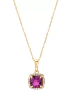 1/10 ct. t.w. Diamond and Amethyst Pendant with 18" Rope Chain in 10K Yellow Gold