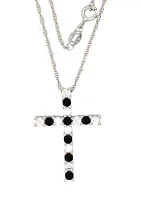 Onyx Cross Pendant Necklace in Sterling Silver