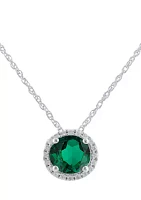 1.75 ct. t.w. Lab Created Emerald and Lab Created White Sapphire Pendant Necklace in Sterling Silver