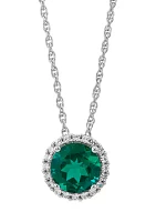 1.75 ct. t.w. Lab Created Emerald and Lab Created White Sapphire Pendant Necklace in Sterling Silver