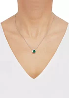 1.75 ct. t.w. Lab Created Emerald and Lab Created White Sapphire Pendant Necklace in Sterling Silver