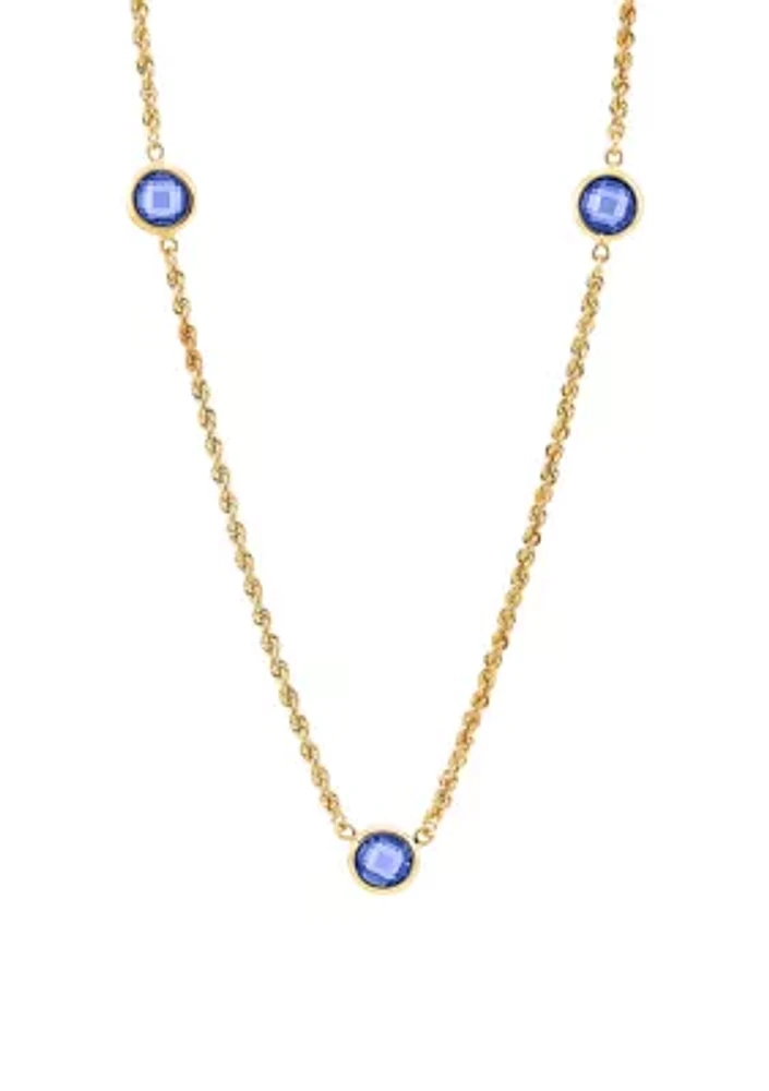 Created Sapphire Necklace in Gold Over Sterling Silver