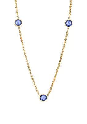 Created Sapphire Necklace in Gold Over Sterling Silver