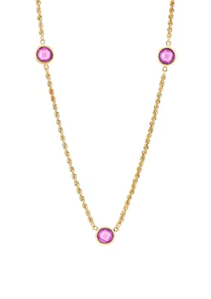 Created Pink Sapphire Chain in Stering Silver