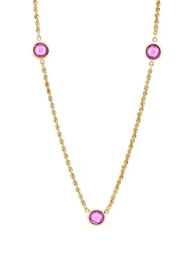 Created Pink Sapphire Chain in Stering Silver