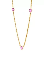 Created Pink Sapphire Chain in Stering Silver