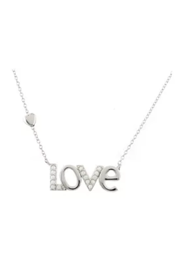 Lab Created Opal Love Necklace in Sterling Silver