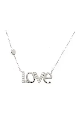 Lab Created Opal Love Necklace in Sterling Silver