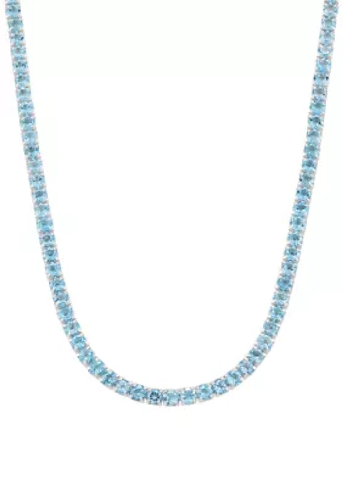 Swiss Blue Topaz Necklace in Sterling Silver