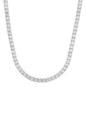 Lab Grown White Sapphire Necklace in Sterling Silver