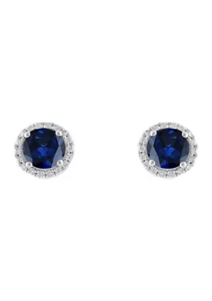 3.2 ct. t.w. Lab Created Sapphire and Lab Created White Sapphire Earrings in Sterling Silver