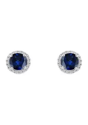 3.2 ct. t.w. Lab Created Sapphire and Lab Created White Sapphire Earrings in Sterling Silver