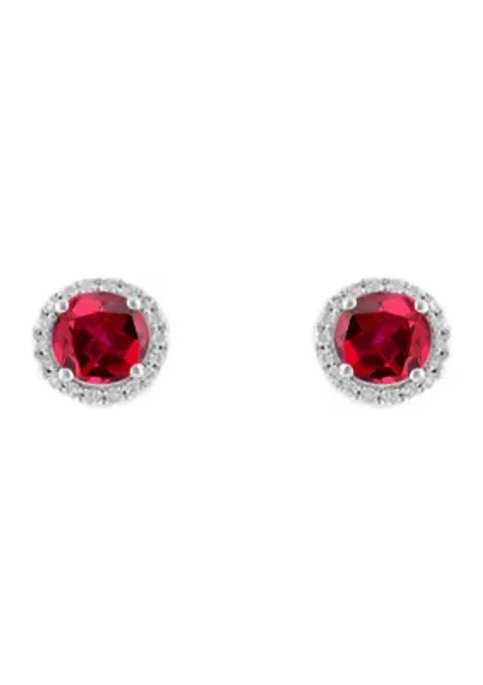 3.2 ct. t.w. Lab Created Ruby and Lab Created White Sapphire Earrings in Sterling Silver