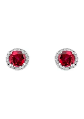 3.2 ct. t.w. Lab Created Ruby and Lab Created White Sapphire Earrings in Sterling Silver