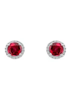 3.2 ct. t.w. Lab Created Ruby and Lab Created White Sapphire Earrings in Sterling Silver