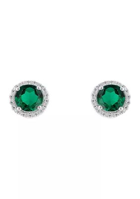 2.6 ct. t.w. Lab Created Emerald and Lab Created White Sapphire Earring in Sterling Silver