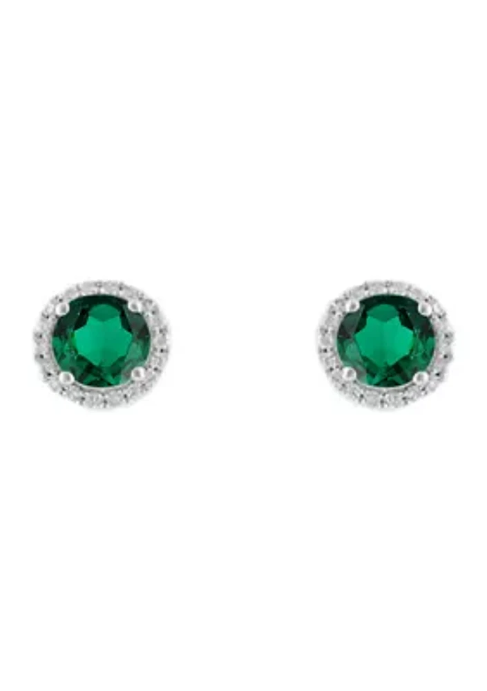 2.6 ct. t.w. Lab Created Emerald and Lab Created White Sapphire Earring in Sterling Silver