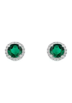 2.6 ct. t.w. Lab Created Emerald and Lab Created White Sapphire Earring in Sterling Silver