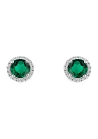 2.6 ct. t.w. Lab Created Emerald and Lab Created White Sapphire Earring in Sterling Silver