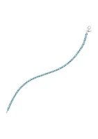 Sterling Silver 3 Millimeter Round Swiss Lab Created Blue Topaz Bracelet