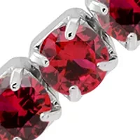 Sterling Silver 3 Millimeter Lab Created Ruby Bracelet