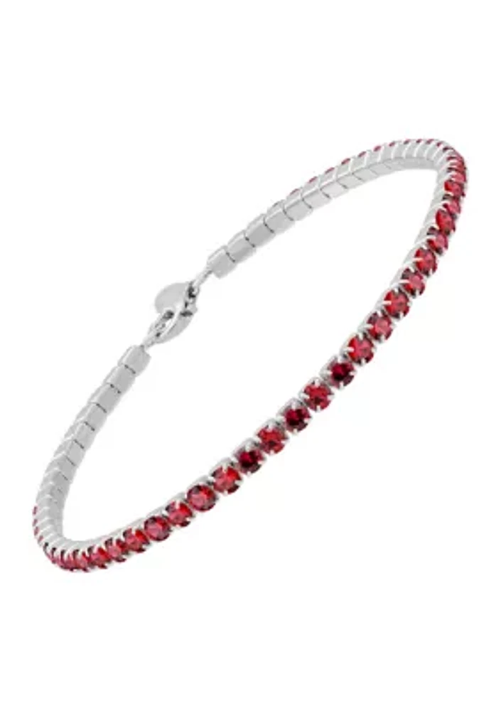 Sterling Silver 3 Millimeter Lab Created Ruby Bracelet