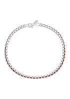 Sterling Silver 3 Millimeter Lab Created Ruby Bracelet