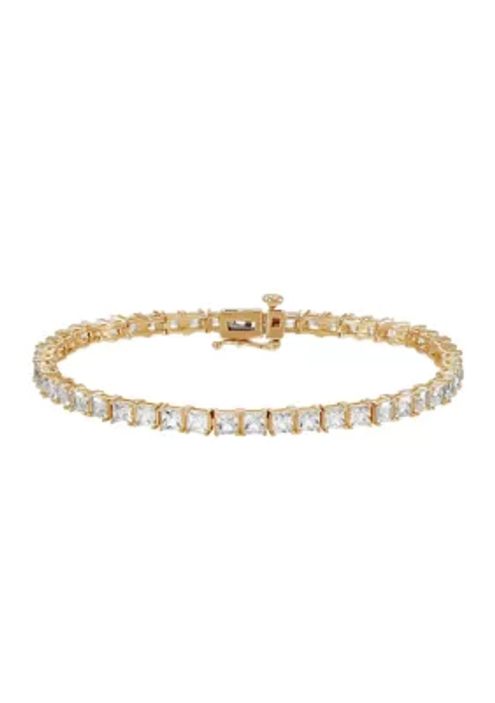 Lab Created White Sapphire Bracelet in Gold Over Sterling Silver