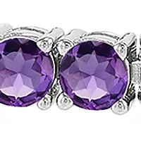 3.5 Millimeter Round Amethyst Bracelet in Sterling Silver