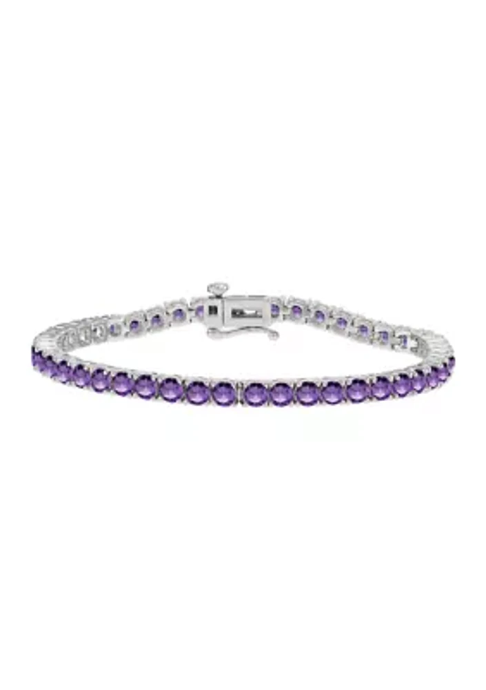 3.5 Millimeter Round Amethyst Bracelet in Sterling Silver