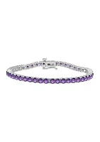 3.5 Millimeter Round Amethyst Bracelet in Sterling Silver