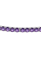 3.5 Millimeter Round Amethyst Bracelet in Sterling Silver