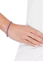 3.5 Millimeter Round Amethyst Bracelet in Sterling Silver